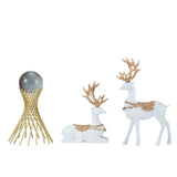 Maxbell Couple Deer Statue Resin Figurine Feng Shui for Wine Cabinet Tabletop Office White Gold Rack