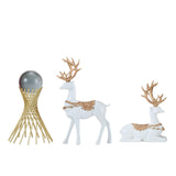 Maxbell Couple Deer Statue Resin Figurine Feng Shui for Wine Cabinet Tabletop Office White Gold Rack