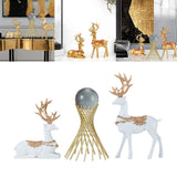 Maxbell Couple Deer Statue Resin Figurine Feng Shui for Wine Cabinet Tabletop Office White Gold Rack