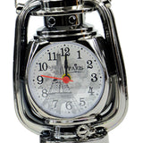 Maxbell Vintage Oil Lamp Alarm Clock Table Clock for Desk Home Bedside Dark Silver