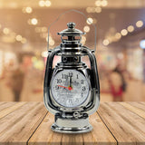 Maxbell Vintage Oil Lamp Alarm Clock Table Clock for Desk Home Bedside Dark Silver