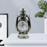 Maxbell Vintage Oil Lamp Alarm Clock Table Clock for Desk Home Bedside Dark Silver