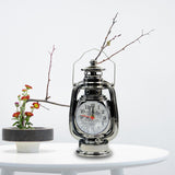 Maxbell Vintage Oil Lamp Alarm Clock Table Clock for Desk Home Bedside Dark Silver