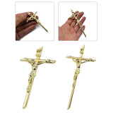 Maxbell Fashion Crucifix Cross Pendant Gold Plated Alloy Catholic Christian Jewelry 4.6x8.1cm