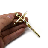 Maxbell Fashion Crucifix Cross Pendant Gold Plated Alloy Catholic Christian Jewelry 4.6x8.1cm