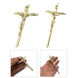 Maxbell Fashion Crucifix Cross Pendant Gold Plated Alloy Catholic Christian Jewelry 4.6x8.1cm