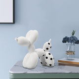 Maxbell Cute Resin Balloon Dog Sculpture Ornament for Bedroom Living Room Decoration White