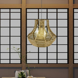 Maxbell Retro Woven Pendant Lamp Shade Hanging Lampshade Rope Rattan  Yellow