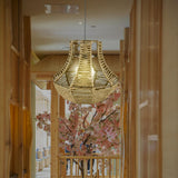 Maxbell Retro Woven Pendant Lamp Shade Hanging Lampshade Rope Rattan  Yellow