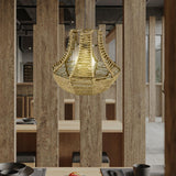 Maxbell Retro Woven Pendant Lamp Shade Hanging Lampshade Rope Rattan  Yellow
