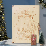 Maxbell Wood Advent Calendar Gift for Kids Storage for Christmas Holiday Santa