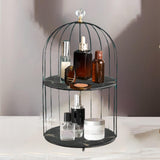 Maxbell Shelf Bird Cage Perfume Storage Rack for Bathroom Vanity Tray Black Double layer