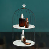 Maxbell Shelf Bird Cage Perfume Storage Rack for Bathroom Vanity Tray White Double layer