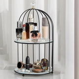 Maxbell Shelf Bird Cage Perfume Storage Rack for Bathroom Vanity Tray White Double layer