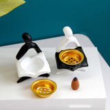 Maxbell Incense Burner Holder Ornament Diffuser Figurine Home Decor  balck sit