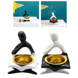 Maxbell Incense Burner Holder Ornament Diffuser Figurine Home Decor  balck sit