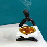 Maxbell Incense Burner Holder Ornament Diffuser Figurine Home Decor  balck sit