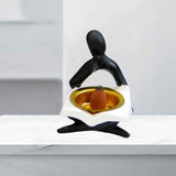 Maxbell Incense Burner Holder Ornament Diffuser Figurine Home Decor  balck sit