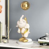 Maxbell Elephant Statues Animals Figurines Resin Crafts for Home Porch gold 45cm