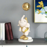 Maxbell Elephant Statues Animals Figurines Resin Crafts for Home Porch gold 45cm