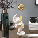 Maxbell Elephant Statues Animals Figurines Resin Crafts for Home Porch gold 36cm
