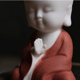 Maxbell Small Buddha Monk Statue Collections Crafts Garden Desktop Car Red