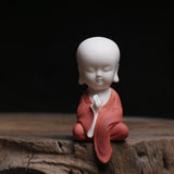 Maxbell Small Buddha Monk Statue Collections Crafts Garden Desktop Car Red