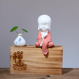 Maxbell Small Buddha Monk Statue Collections Crafts Garden Desktop Car Red