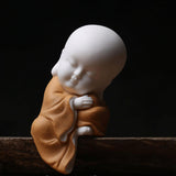 Maxbell Small Buddha Monk Statue Collections Crafts Garden Desktop Car Brown