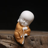 Maxbell Small Buddha Monk Statue Collections Crafts Garden Desktop Car Brown