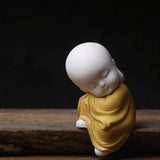 Maxbell Small Buddha Monk Statue Collections Crafts Garden Desktop Car Yellow
