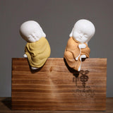 Maxbell Small Buddha Monk Statue Collections Crafts Garden Desktop Car Yellow