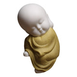 Maxbell Small Buddha Monk Statue Collections Crafts Garden Desktop Car Yellow
