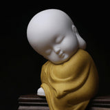 Maxbell Small Buddha Monk Statue Collections Crafts Garden Desktop Car Yellow