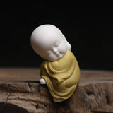 Maxbell Small Buddha Monk Statue Collections Crafts Garden Desktop Car Yellow
