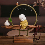 Maxbell Small Buddha Monk Statue Collections Crafts Garden Desktop Car Yellow
