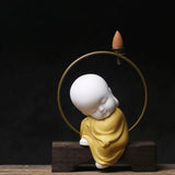 Maxbell Small Buddha Monk Statue Collections Crafts Garden Desktop Car Yellow