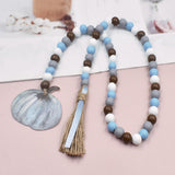 Maxbell Wood Bead Garland with Tassels Wall Hanging for Apartment Countryside Cafe