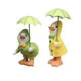 Maxbell Cute Garden Figurine Raincoat Duck Statue for Outdoor Indoor Backyard Yellow
