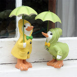 Maxbell Cute Garden Figurine Raincoat Duck Statue for Outdoor Indoor Backyard Yellow