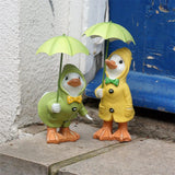 Maxbell Cute Garden Figurine Raincoat Duck Statue for Outdoor Indoor Backyard Yellow