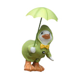 Maxbell Cute Garden Figurine Raincoat Duck Statue for Outdoor Indoor Backyard Green
