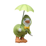 Maxbell Cute Garden Figurine Raincoat Duck Statue for Outdoor Indoor Backyard Green