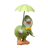 Maxbell Cute Garden Figurine Raincoat Duck Statue for Outdoor Indoor Backyard Green