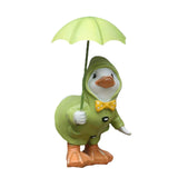Maxbell Cute Garden Figurine Raincoat Duck Statue for Outdoor Indoor Backyard Green