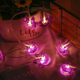 Maxbell Waterproof Purple Bat Lights for Halloween Party Patio Carnival 2m 10 Light