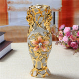 Maxbell Ceramic Vase Gold Ornament Creative Flower Pot for Hotel Desktop Anniversary StyleA
