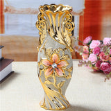 Maxbell Ceramic Vase Gold Ornament Creative Flower Pot for Hotel Desktop Anniversary StyleE