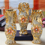 Maxbell Ceramic Vase Gold Ornament Creative Flower Pot for Hotel Desktop Anniversary StyleE