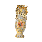 Maxbell Ceramic Vase Gold Ornament Creative Flower Pot for Hotel Desktop Anniversary StyleE